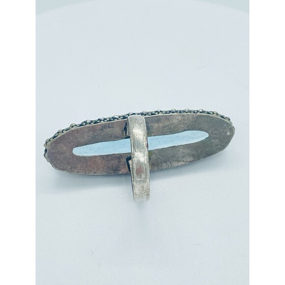 Beautiful Unique Artisan Made Antique Aqua Glass Sterling Silver Ring, Size 6.75 - Picture 7 of 11